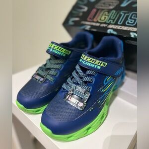 Skechers Kids' Navy and Neon Green Light-Up Sneakers